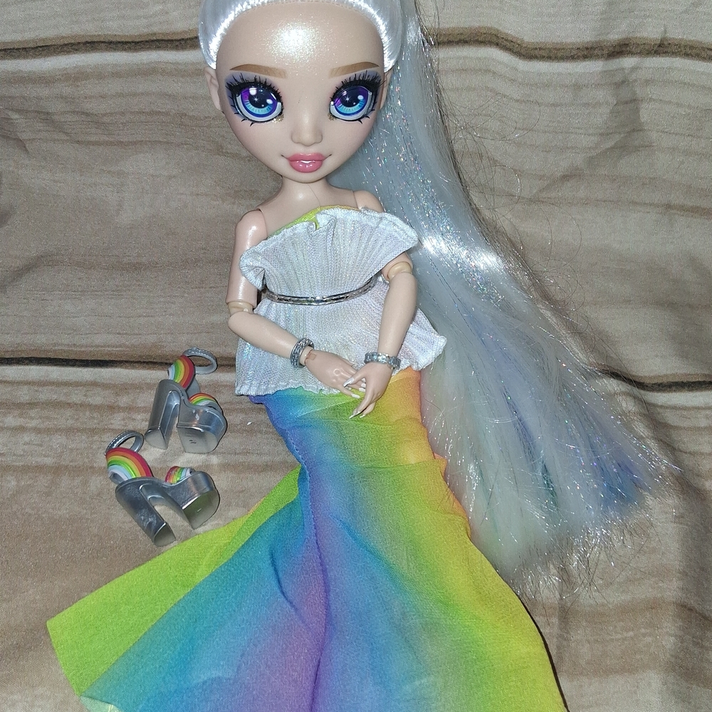 Rainbow Fashion Doll with Silver Hair